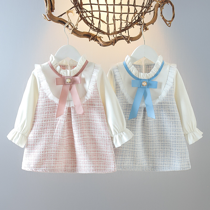 Baby Clothing Korea - Robe à carreaux pour bébé fille,